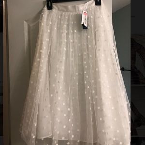 White polka dot midi tulle skirt